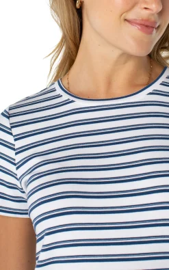 Liverpool Los Angeles Tees-SHORT SLEEVE CREW NECK CLASSIC KNIT TEE Whiteindigoduskstripe
