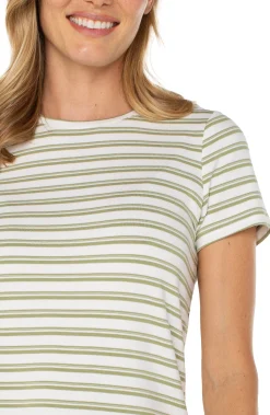 Liverpool Los Angeles Tees-SHORT SLEEVE CREW NECK CLASSIC KNIT TEE Whippedcreamlotusstripe