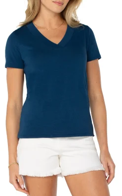 Liverpool Los Angeles Tees-SHORT SLEEVE KNIT TEE Celestialnavy