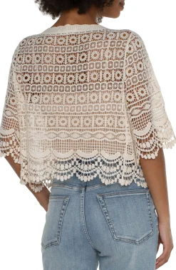 Liverpool Los Angeles Jackets-SHORT SLEEVE LACE BOLERO Antiqueivory