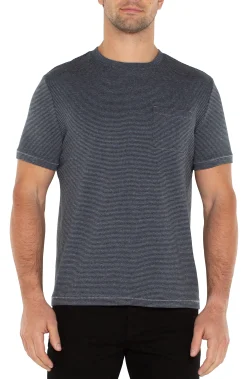 Liverpool Los Angeles Shirts|Tees-SHORT SLEEVE TEE WITH POCKET Greybluestripe