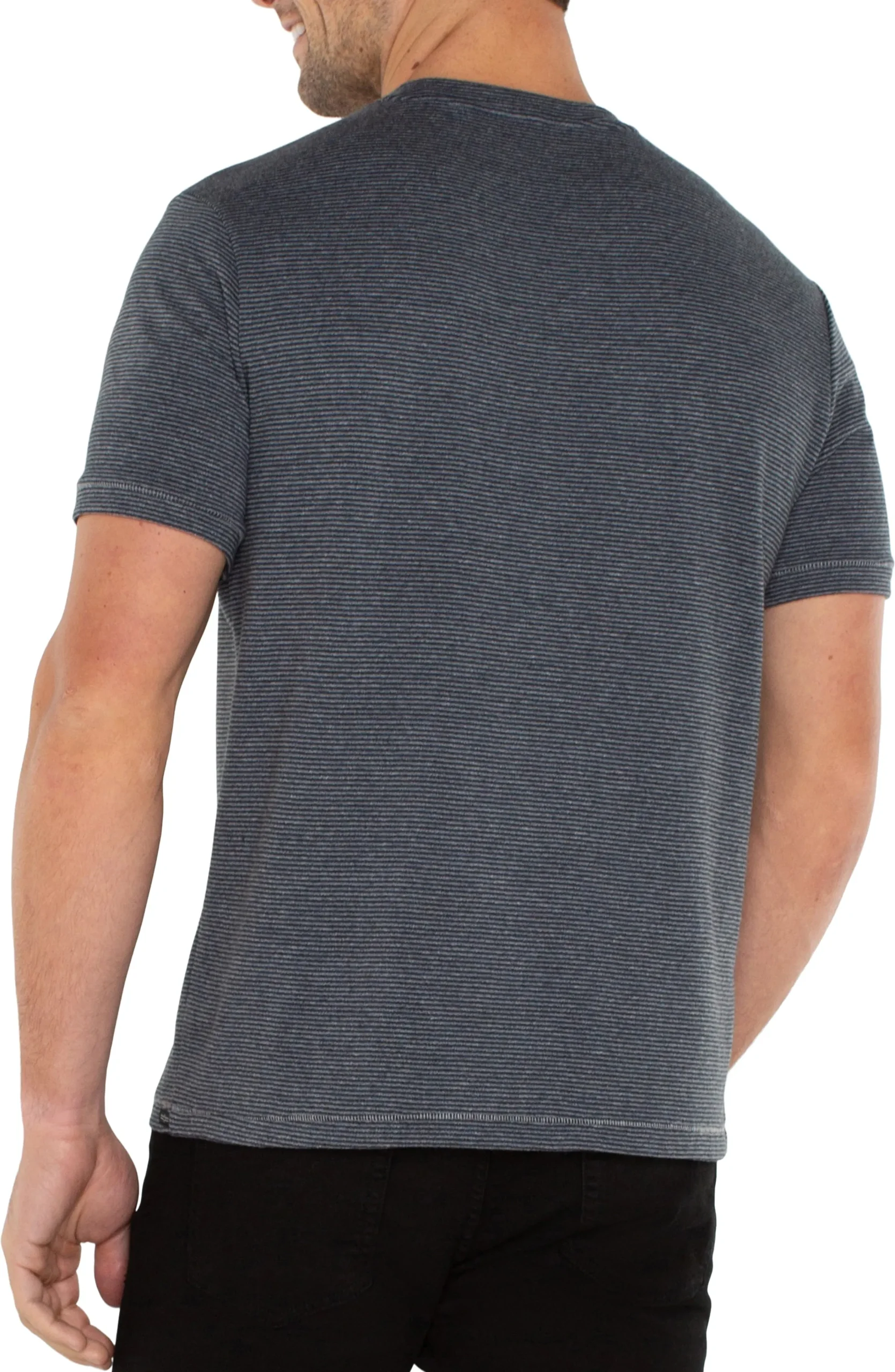 Liverpool Los Angeles Shirts|Tees-SHORT SLEEVE TEE WITH POCKET Greybluestripe