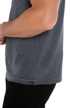 Liverpool Los Angeles Shirts|Tees-SHORT SLEEVE TEE WITH POCKET Greybluestripe