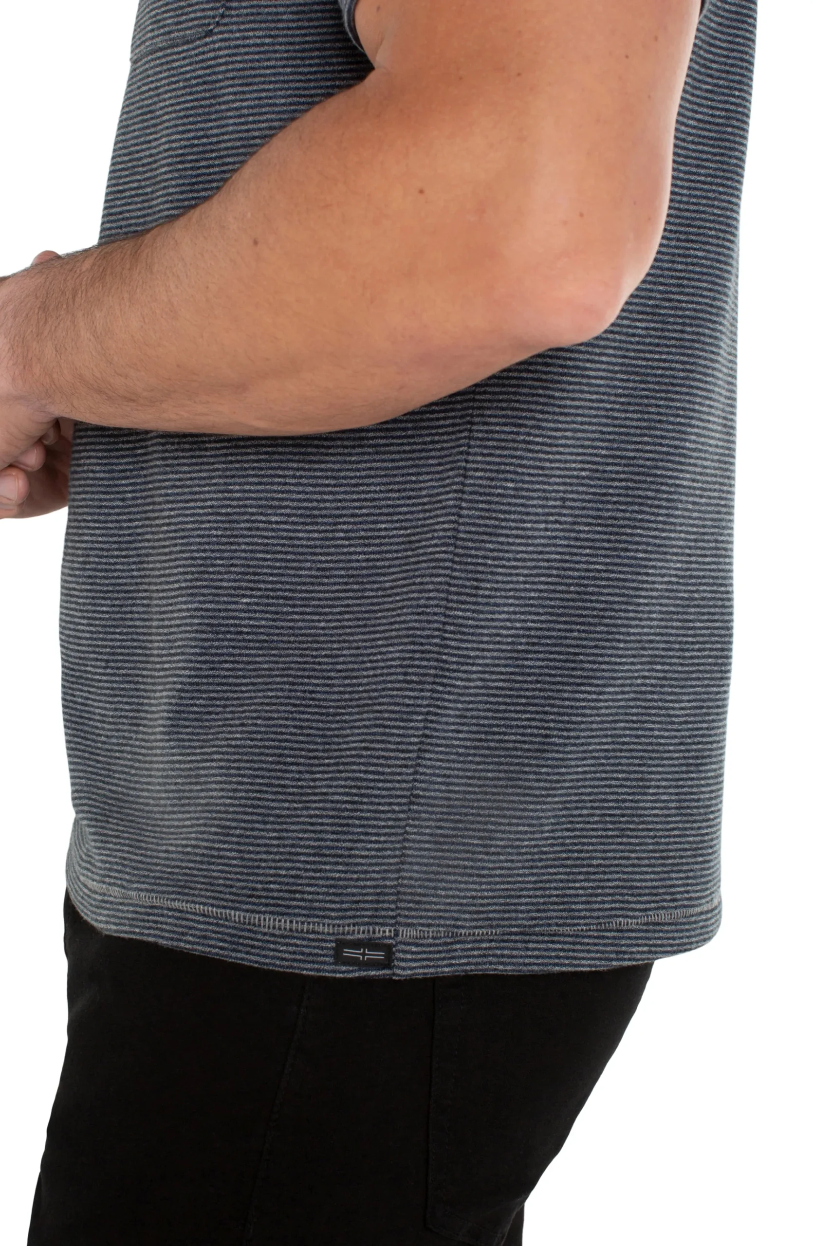 Liverpool Los Angeles Shirts|Tees-SHORT SLEEVE TEE WITH POCKET Greybluestripe