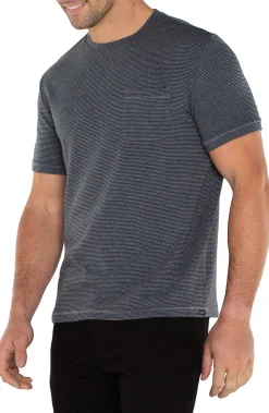 Liverpool Los Angeles Shirts|Tees-SHORT SLEEVE TEE WITH POCKET Greybluestripe
