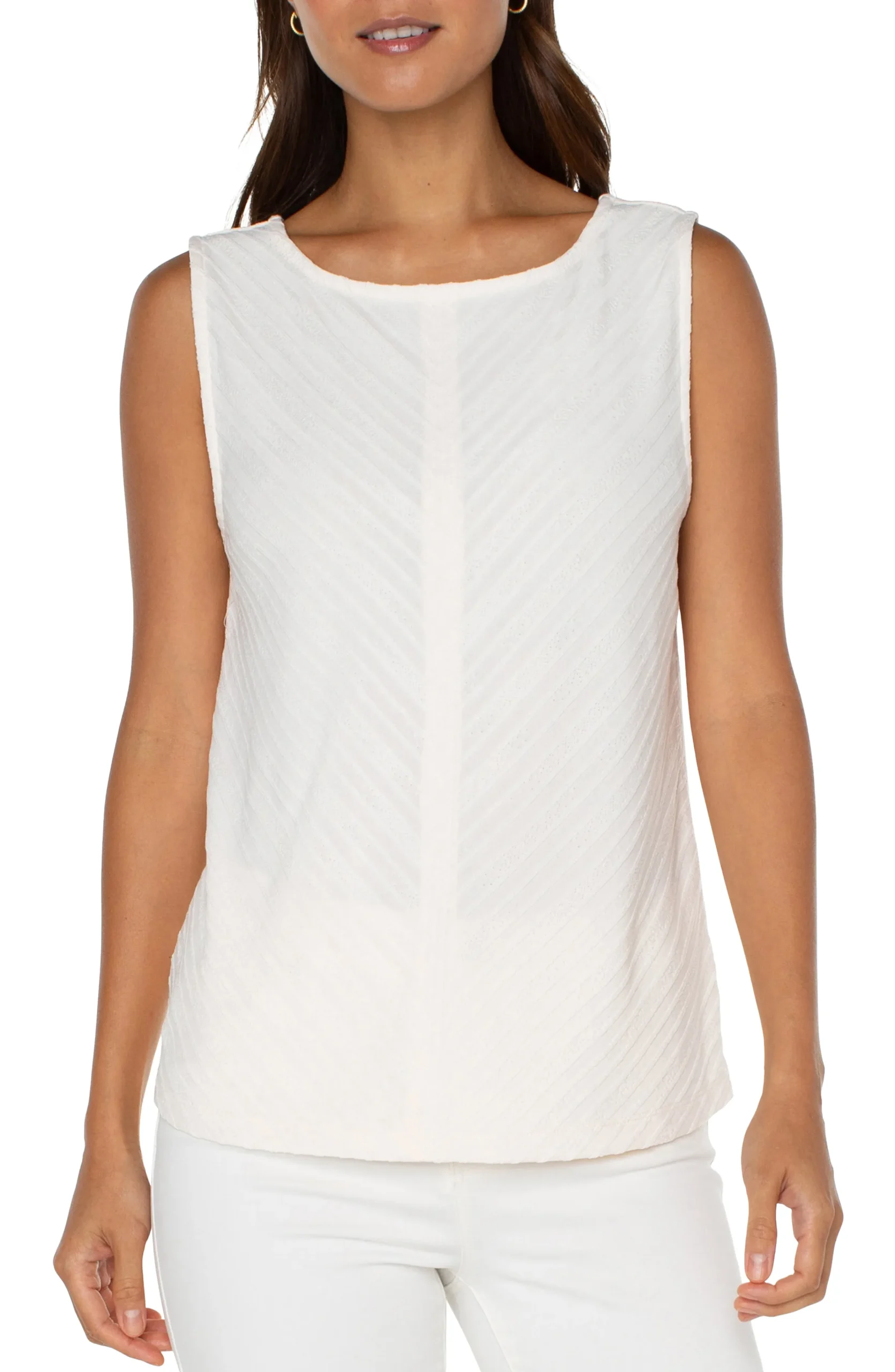 Liverpool Los Angeles Tees-SLEEVELESS BOAT NECK KNIT TOP Frenchcream