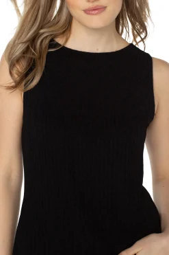 Liverpool Los Angeles Tees-SLEEVELESS BOAT NECK RIB KNIT TOP Black