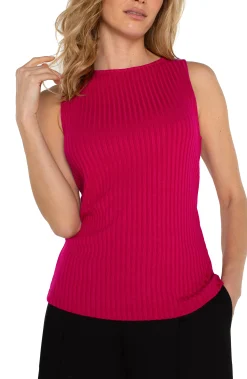 Liverpool Los Angeles Tees-SLEEVELESS BOAT NECK RIB KNIT TOP Starruby