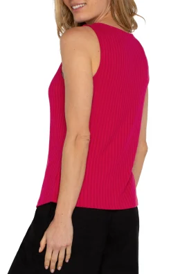 Liverpool Los Angeles Tees-SLEEVELESS BOAT NECK RIB KNIT TOP Starruby