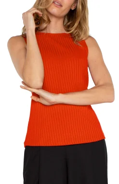 Liverpool Los Angeles Tees-SLEEVELESS BOAT NECK RIB KNIT TOP Burntorange
