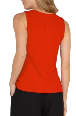 Liverpool Los Angeles Tees-SLEEVELESS BOAT NECK RIB KNIT TOP Burntorange