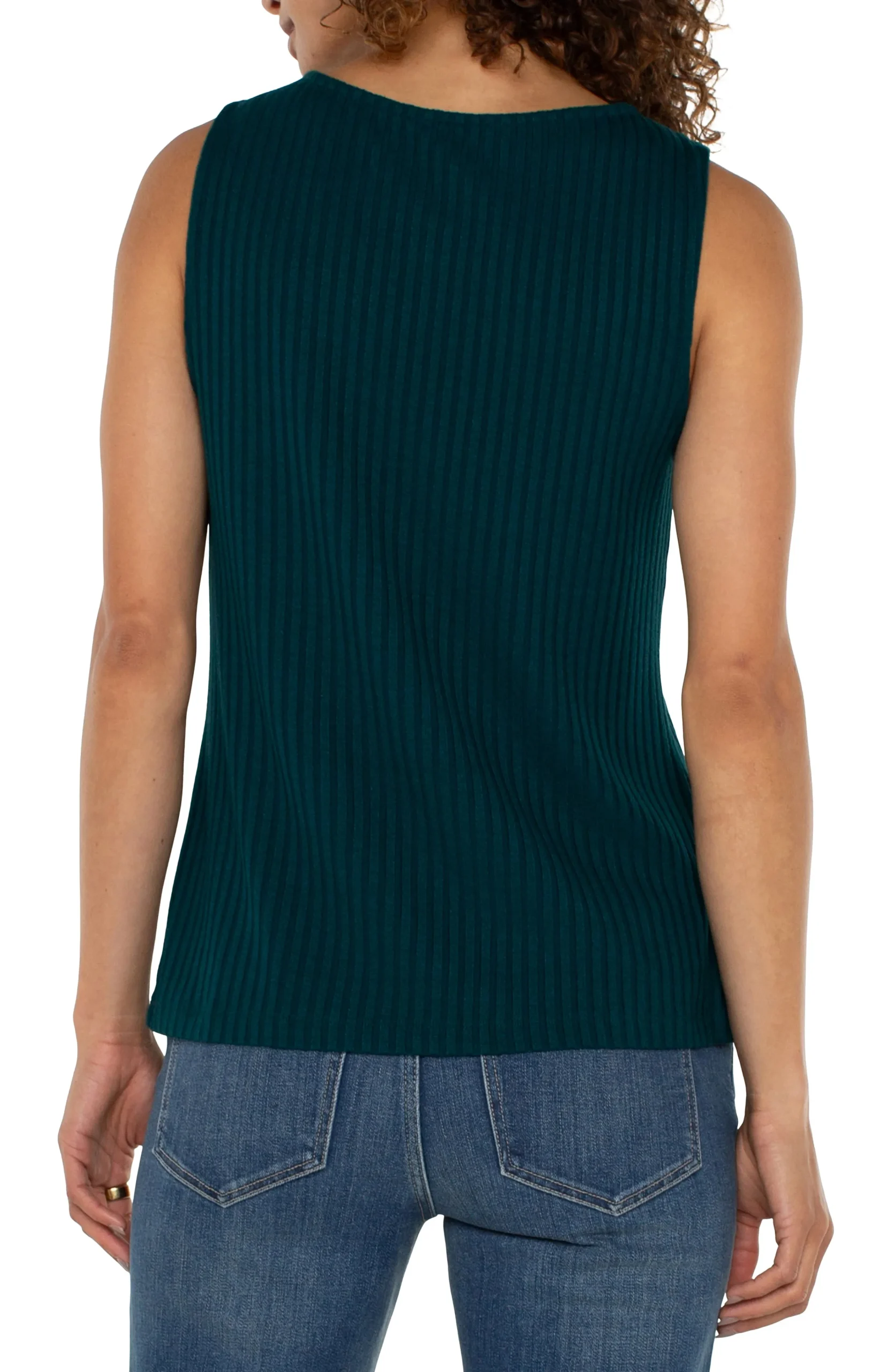 Liverpool Los Angeles Tees-SLEEVELESS BOAT NECK RIB KNIT TOP Darkforest