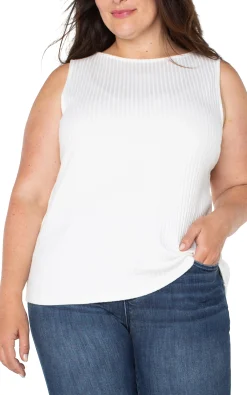 Liverpool Los Angeles Tops-SLEEVELESS BOAT NECK RIB KNIT TOP Snow