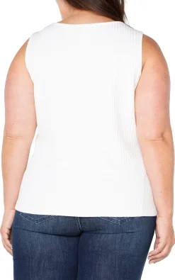 Liverpool Los Angeles Tops-SLEEVELESS BOAT NECK RIB KNIT TOP Snow