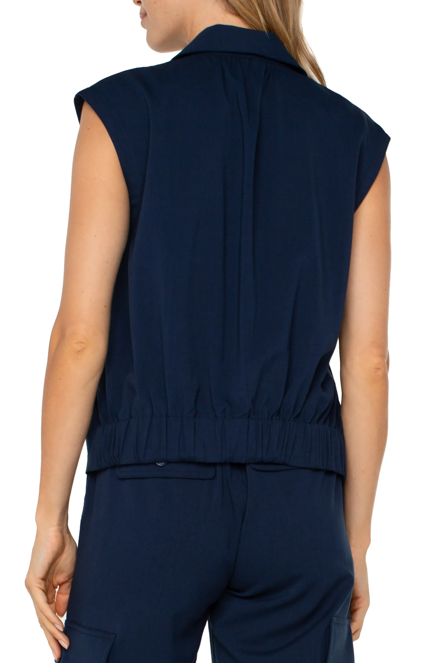 Liverpool Los Angeles Tops-SLEEVELESS CROPPED SHIRT Darknavy