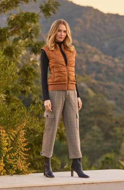 Liverpool Los Angeles Jackets-SLEEVELESS QUILTED FULL ZIP SWEATER VEST Turmeric