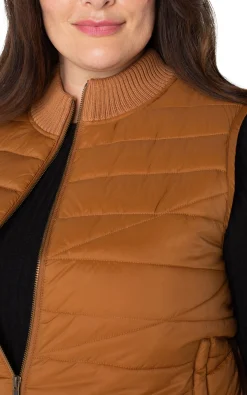 Liverpool Los Angeles Jackets-SLEEVELESS QUILTED FULL ZIP SWEATER VEST Turmeric