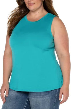 Liverpool Los Angeles Tops-SLEEVELESS SCOOP NECK TANK Baltic