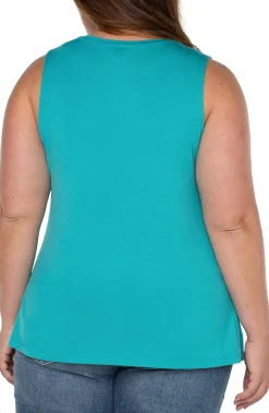Liverpool Los Angeles Tops-SLEEVELESS SCOOP NECK TANK Baltic