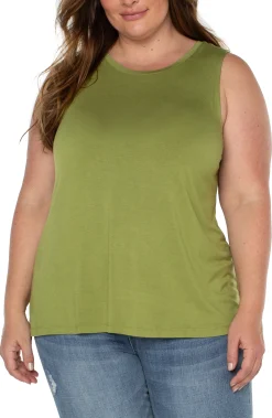 Liverpool Los Angeles Tops-SLEEVELESS SCOOP NECK TANK Avocado