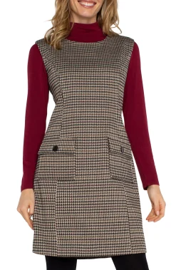 Liverpool Los Angeles Dresses-SLEEVELESS SHIFT DRESS Blacktanhoundstooth