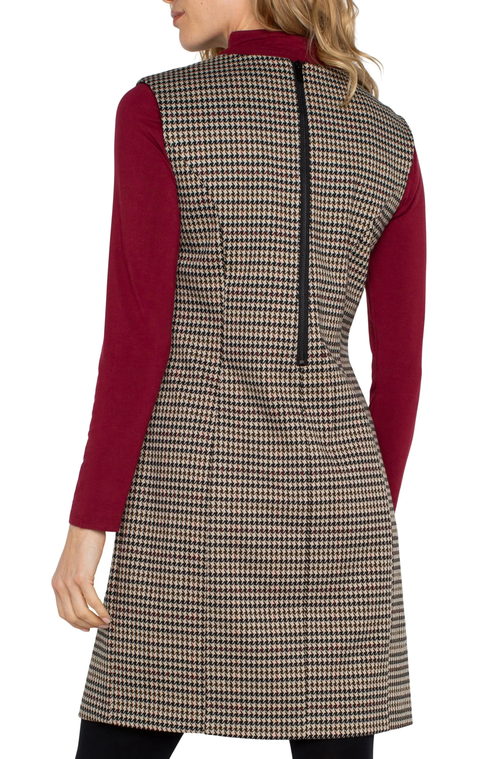 Liverpool Los Angeles Dresses-SLEEVELESS SHIFT DRESS Blacktanhoundstooth