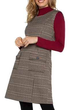 Liverpool Los Angeles Dresses-SLEEVELESS SHIFT DRESS Blacktanhoundstooth