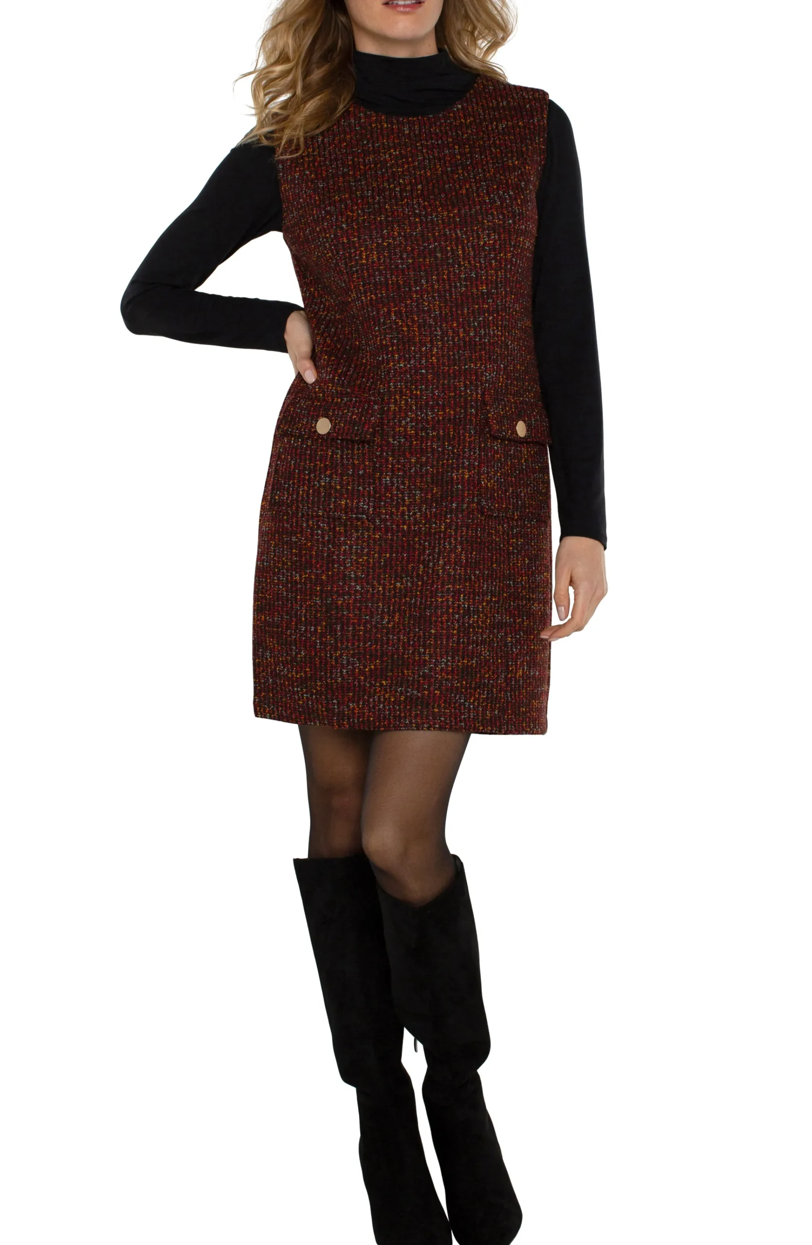 Liverpool Los Angeles Dresses-SLEEVELESS SHIFT DRESS Bordeauxmulti