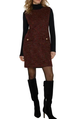 Liverpool Los Angeles Dresses-SLEEVELESS SHIFT DRESS Bordeauxmulti