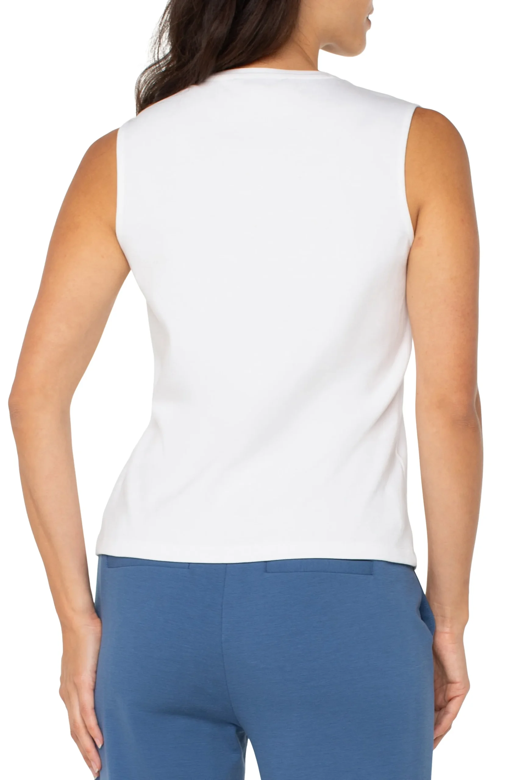 Liverpool Los Angeles Tees-SLEEVELESS V NECK KNIT TOP White