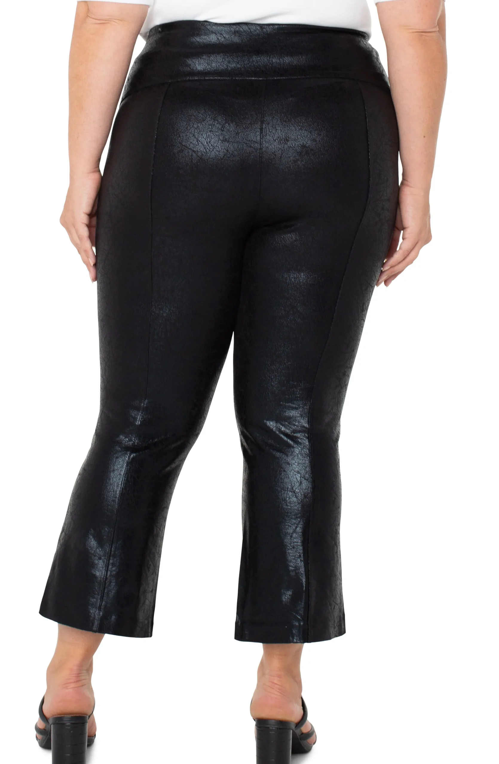 Liverpool Los Angeles Pants-STELLA KICK FLARE WITH WELT POCKETS Blackcracklecoated