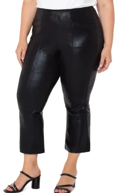 Liverpool Los Angeles Pants-STELLA KICK FLARE WITH WELT POCKETS Blackcracklecoated