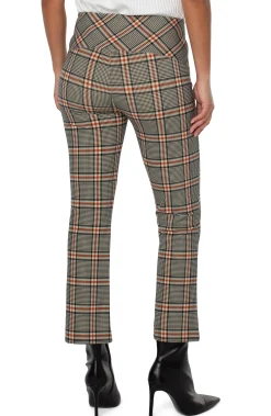 Liverpool Los Angeles Knit Pull-On-STELLA KICK FLARE WITH WELT POCKETS Blackcinnamontartanplaid