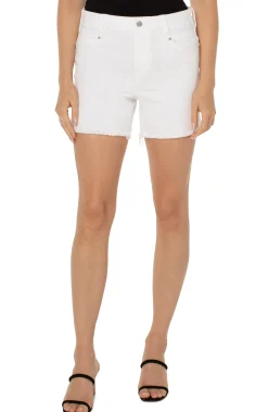 Liverpool Los Angeles Shorts|Shorts-THE GIA GLIDER® SHORT WITH FRAY HEM Brightwhite