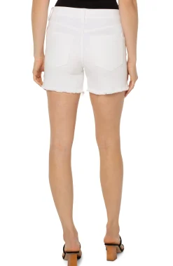Liverpool Los Angeles Shorts|Shorts-THE GIA GLIDER® SHORT WITH FRAY HEM Brightwhite
