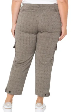 Liverpool Los Angeles Pants-UTILITY CARGO CROP WITH TAB HEM Peppercornplaid