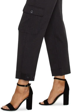 Liverpool Los Angeles Pants|Utility Pants-UTILITY CARGO CROP WITH TAB HEM Blackcrosshatch
