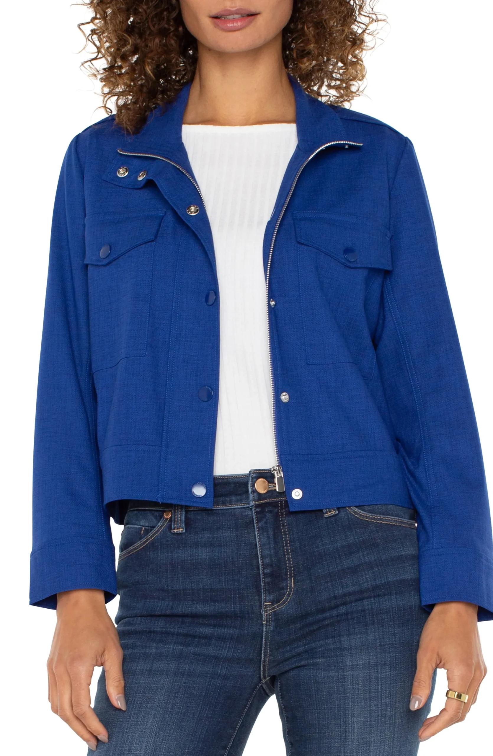 Liverpool Los Angeles Jackets-UTILITY CROP JACKET Bluetopaz