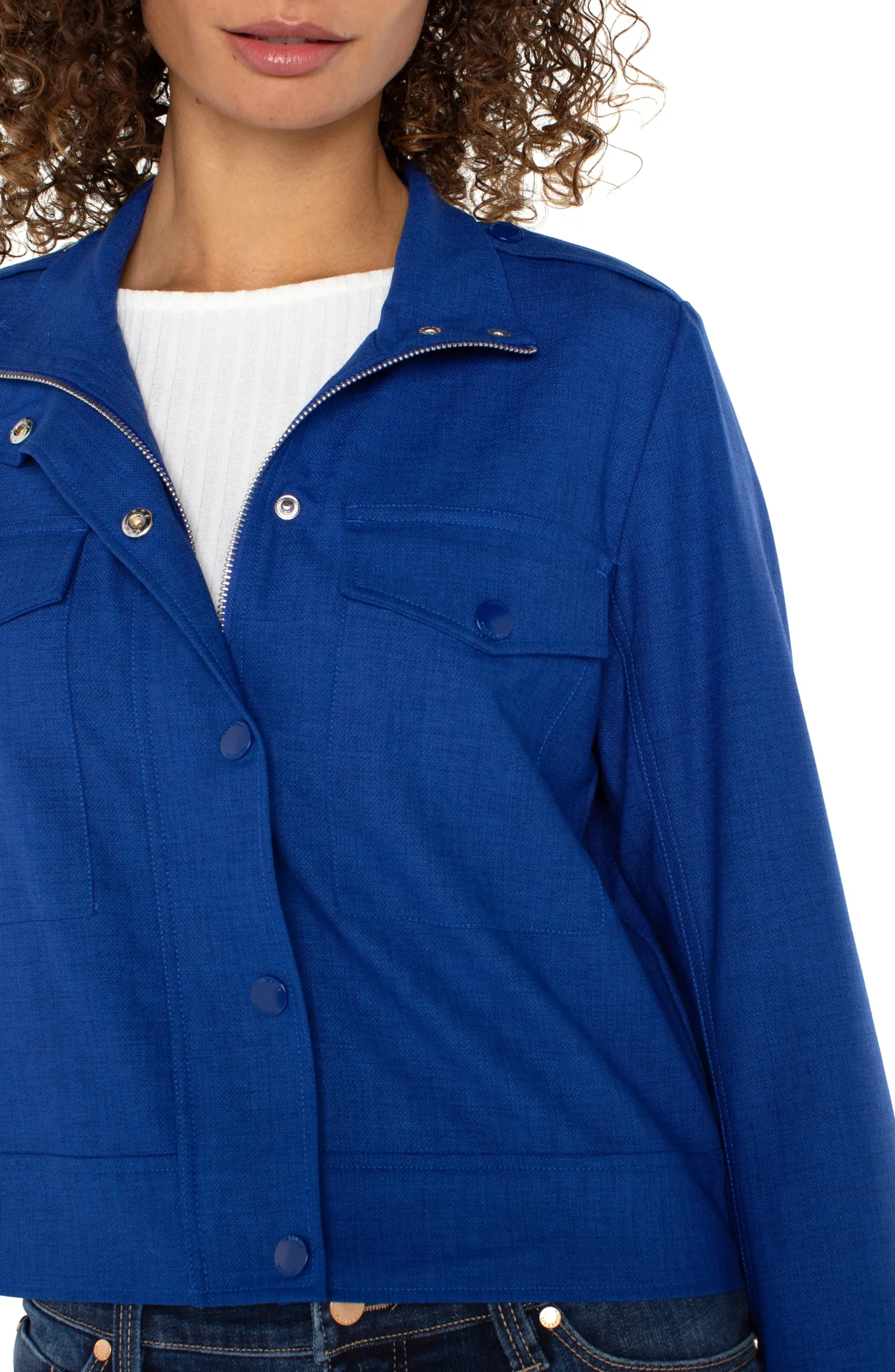 Liverpool Los Angeles Jackets-UTILITY CROP JACKET Bluetopaz