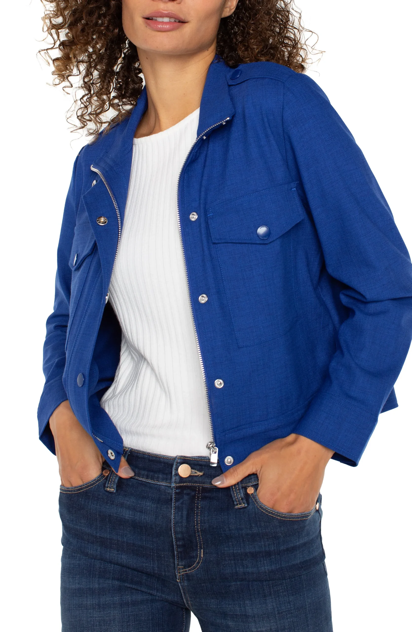 Liverpool Los Angeles Jackets-UTILITY CROP JACKET Bluetopaz