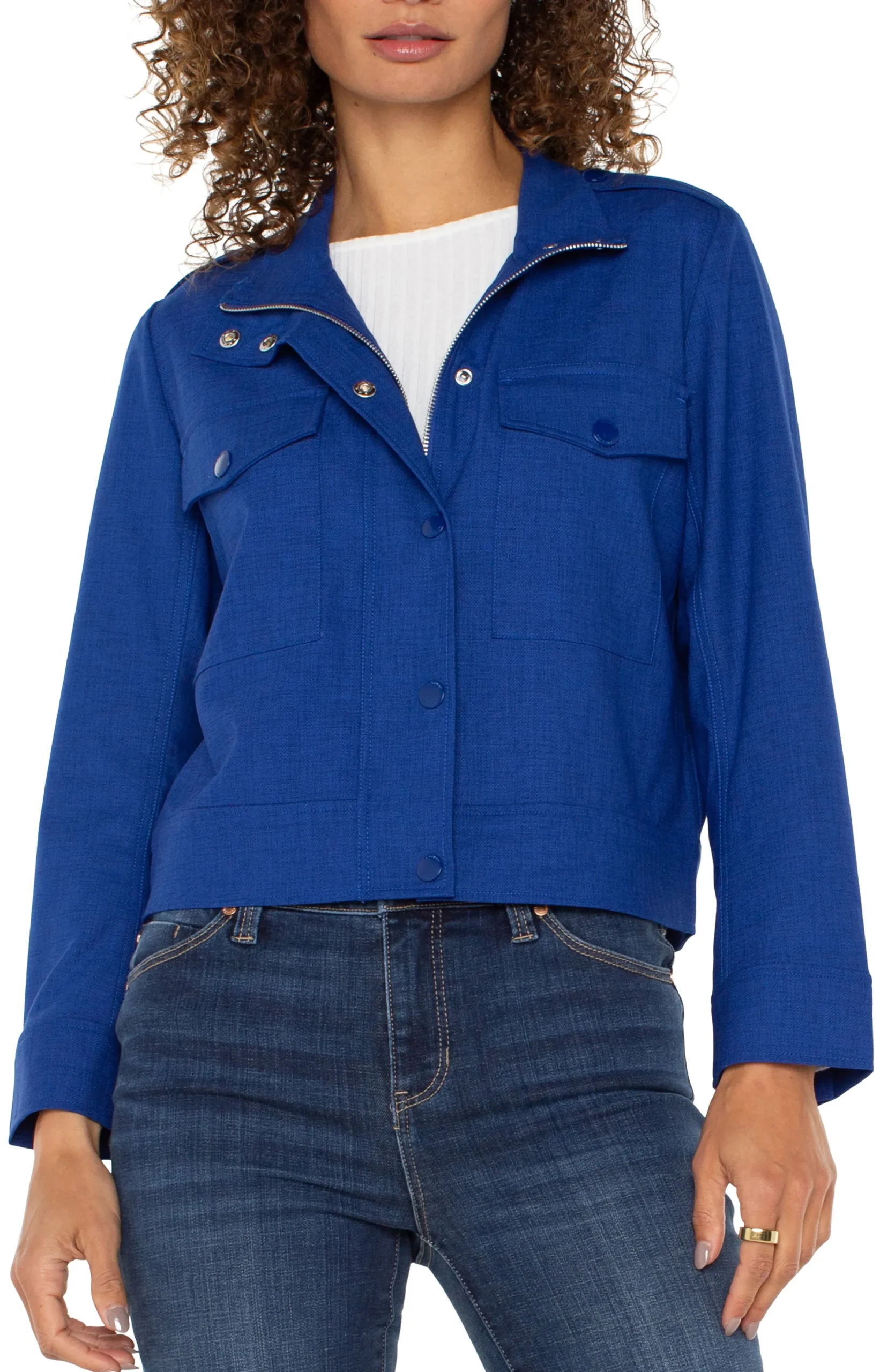Liverpool Los Angeles Jackets-UTILITY CROP JACKET Bluetopaz