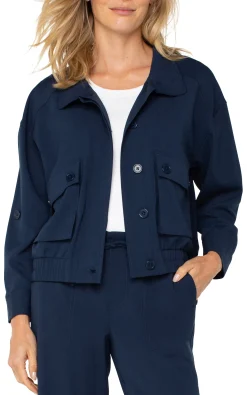 Liverpool Los Angeles Jackets-UTILITY JACKET WITH CINCH HEM Darknavy