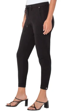 Liverpool Los Angeles Utility Pants-UTILITY JOGGER WITH SNAP HEM Black
