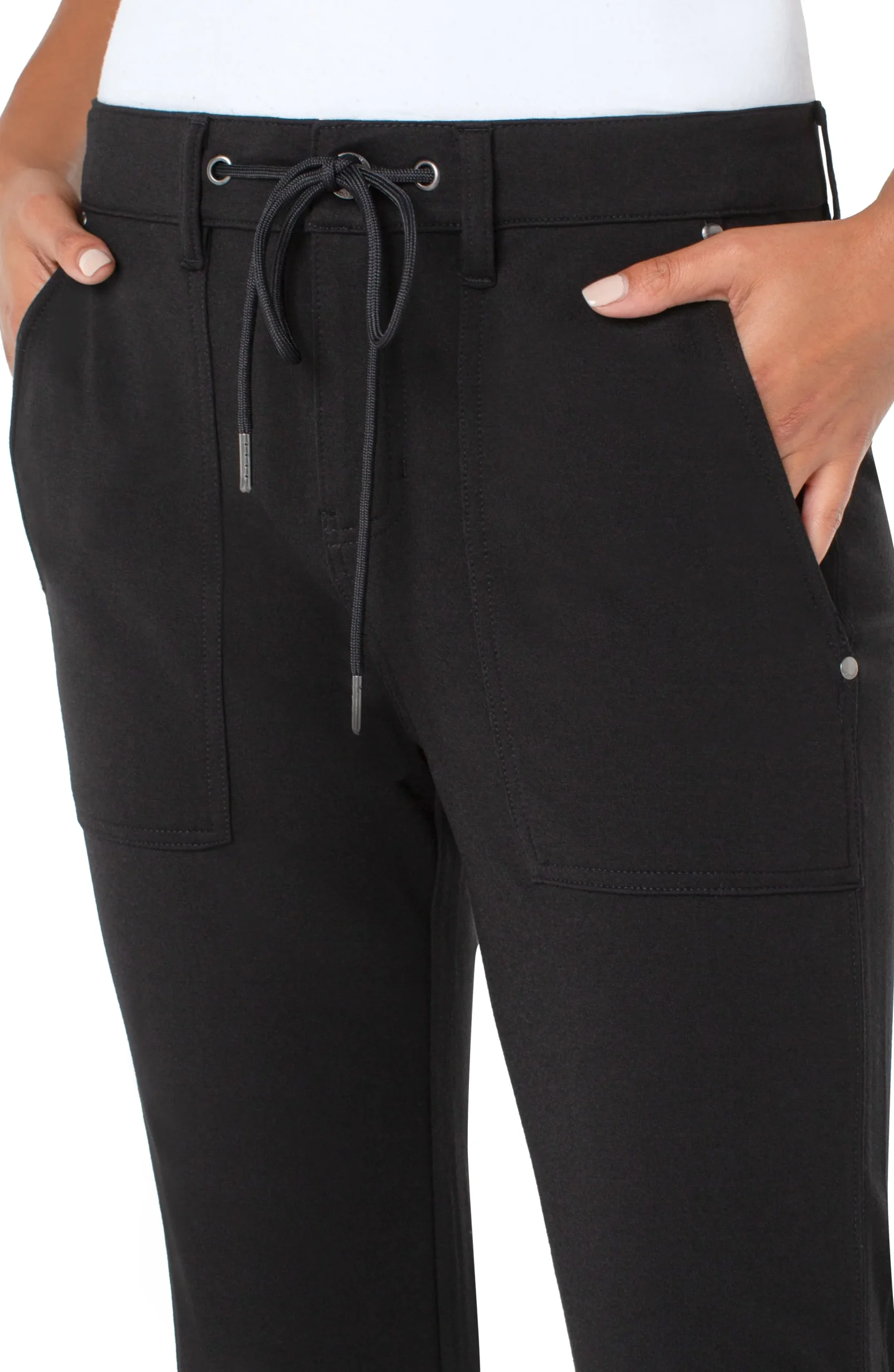 Liverpool Los Angeles Utility Pants-UTILITY JOGGER WITH SNAP HEM Black