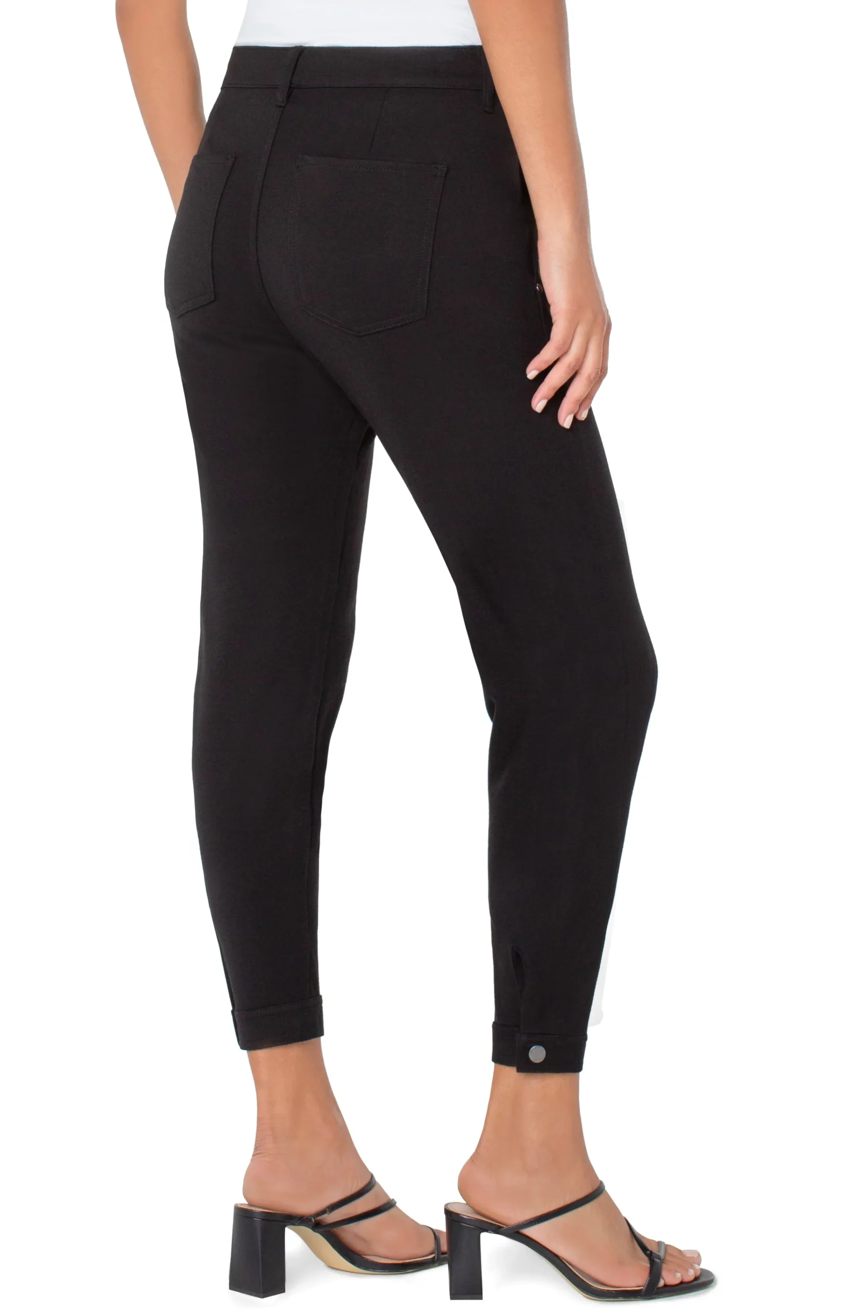 Liverpool Los Angeles Utility Pants-UTILITY JOGGER WITH SNAP HEM Black