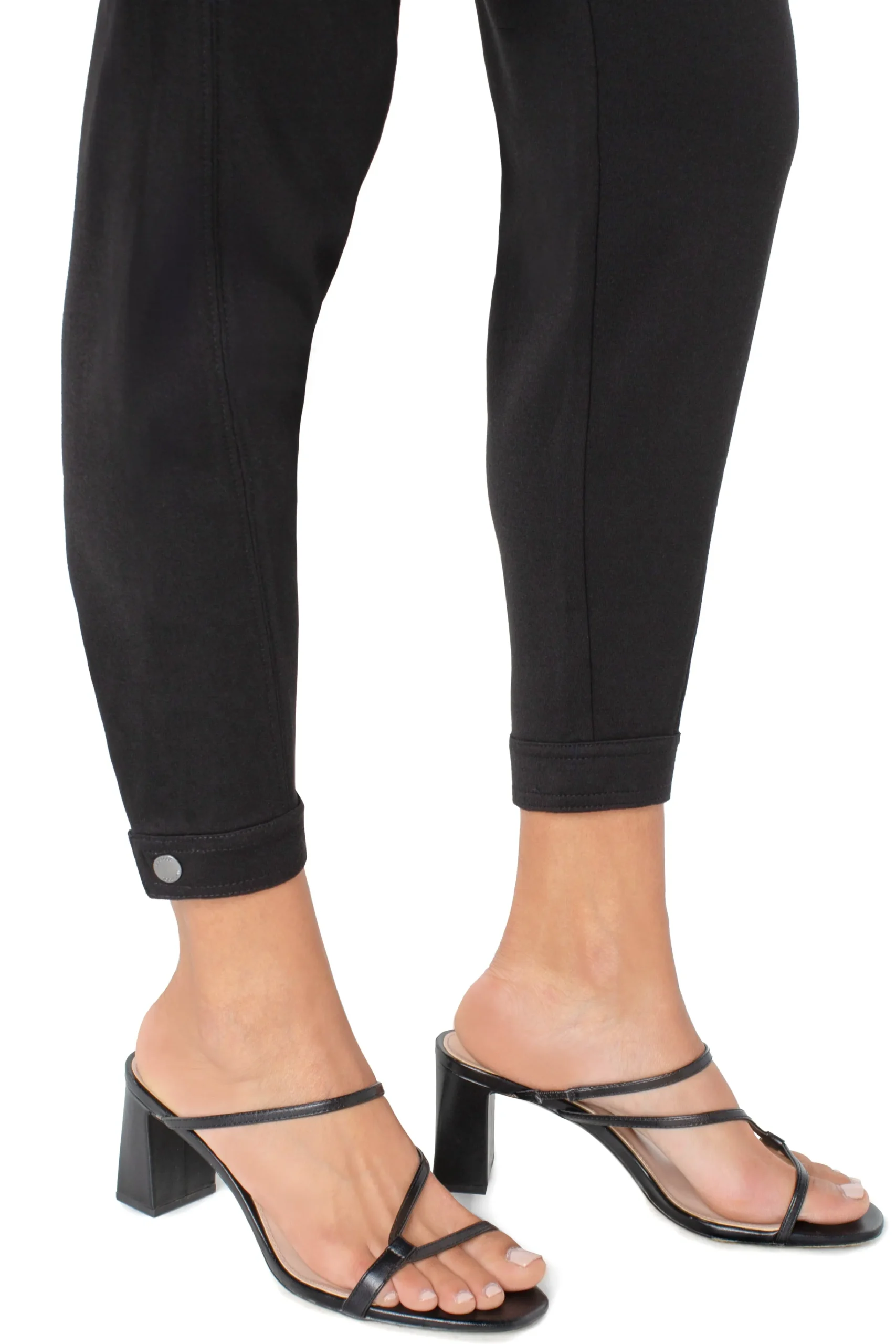 Liverpool Los Angeles Utility Pants-UTILITY JOGGER WITH SNAP HEM Black