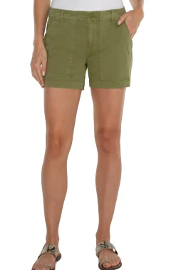 Liverpool Los Angeles Shorts|Shorts-UTILITY SHORT WITH FLAP POCKETS Eucalyptus