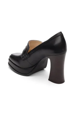 Liverpool Los Angeles Heels|Loafers-WESTLAKE LOAFER WITH MID STACK HEEL Black