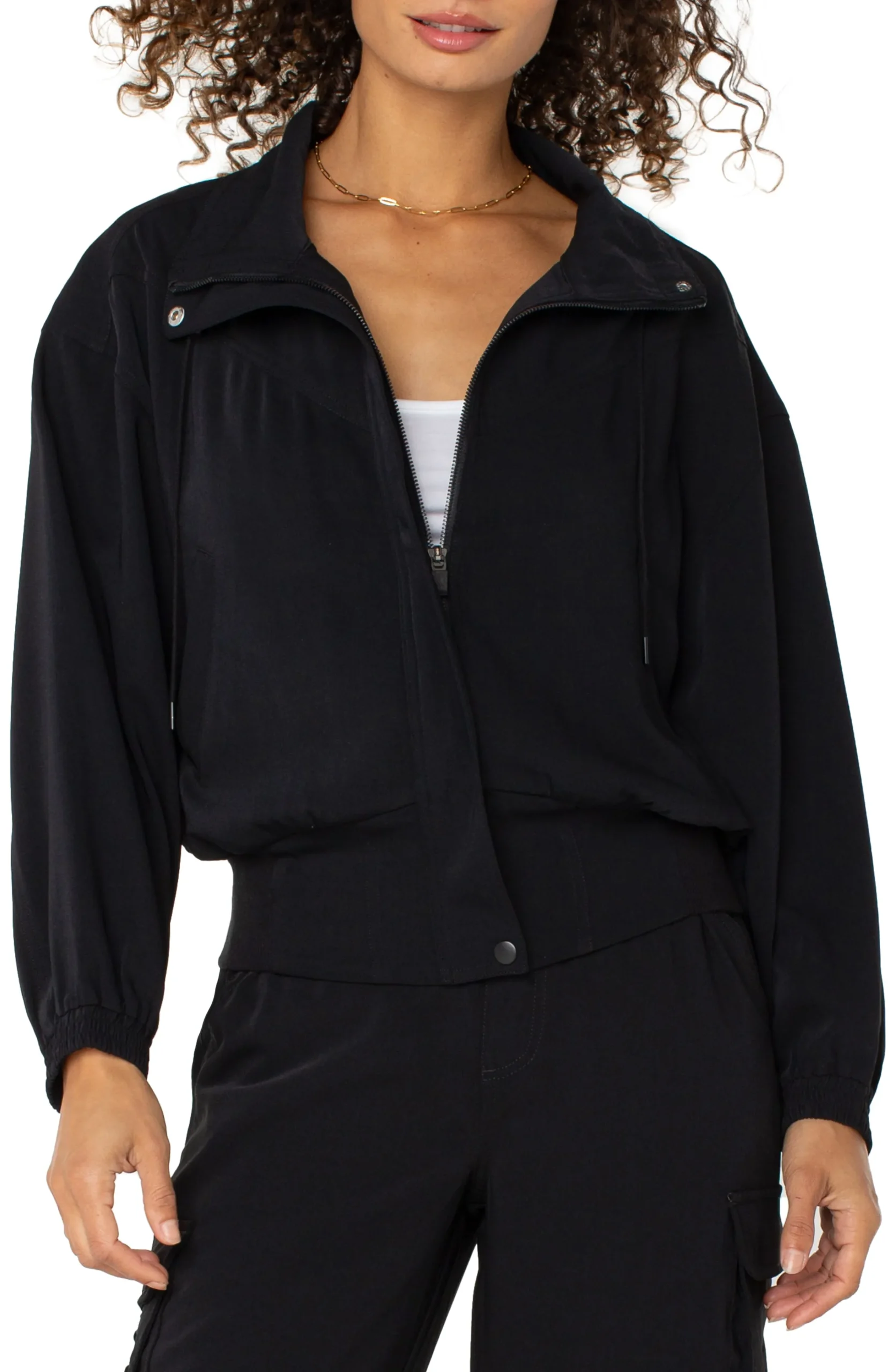 Liverpool Los Angeles Jackets-ZIP UP DOLMAN JACKET Black