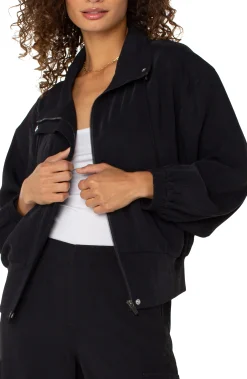 Liverpool Los Angeles Jackets-ZIP UP DOLMAN JACKET Black